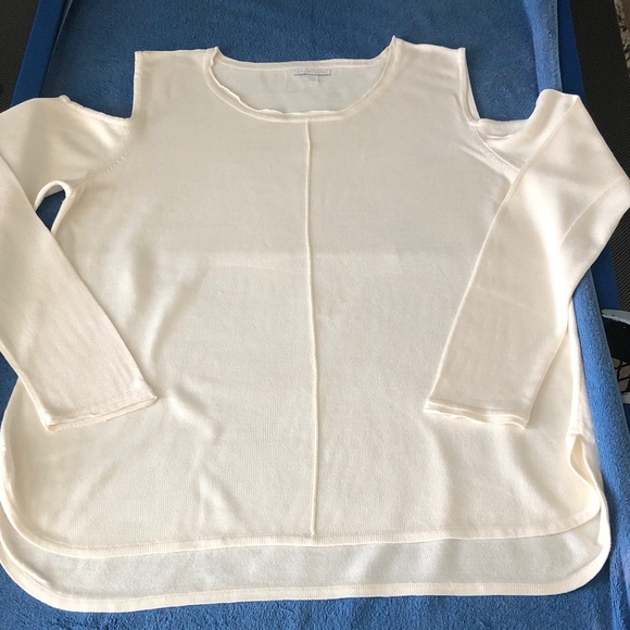Cream Cold Open-Shoulder Sweater - Picture 1 of 6